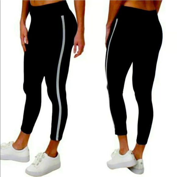 🏃🏼‍♀️gym Tahari Sport Black, Gray-Striped Leggin M - Picture 1 of 5
